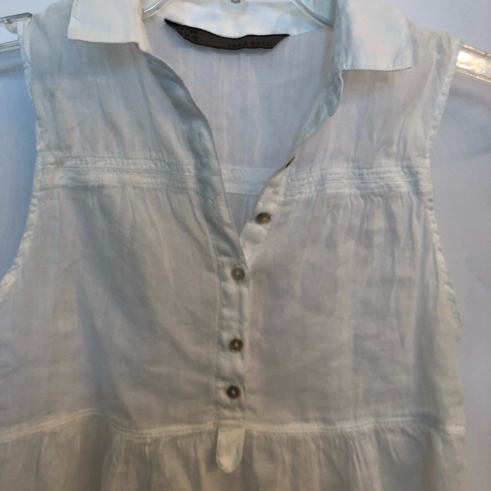 Zara Basic White Linen Top (Xs) - image 3